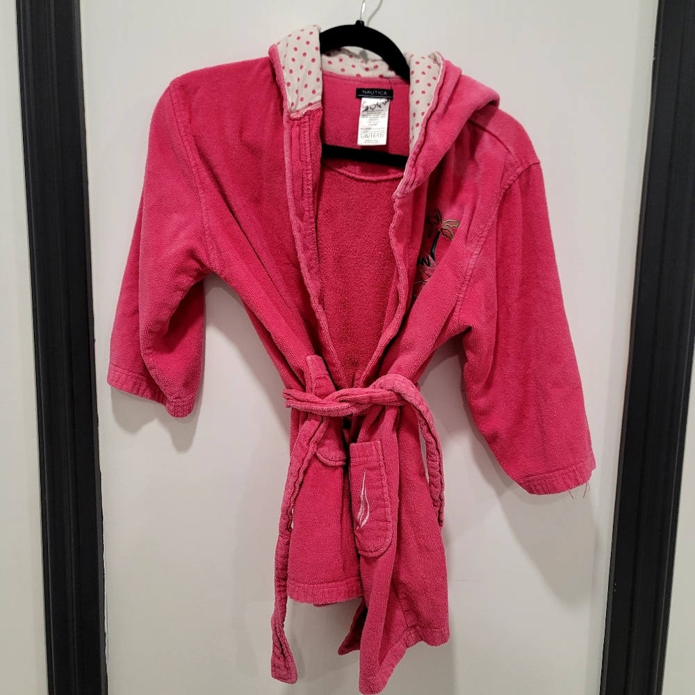Naitica Girls Terry Flamingo  Pink Robe Size L 10-12